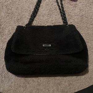 Black Faux Fur Shoulder Bag
